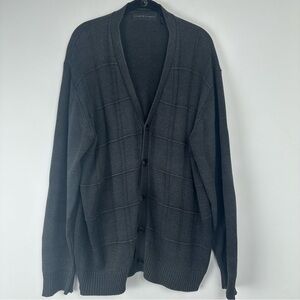 Oscar De La Renta Men's Cardigan Size‎ XL Gray Square Knit Grandpa Grunge Preppy